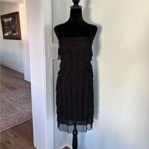 JS Collections Elegant Black Tiered Flapper Cocktail Dress 6 nwt